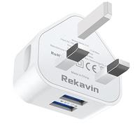USB Plug UK 3 Pin Mains Charger,USB Wall Charger Plug Adaptor UK Compact Phone Charge Head 5V/2A/10.5W Charging for iPhone 11/11 Pro/10/Xs/XS Max/XR/X/8/7/6 Plus/5/5S/iPad,Samsung,MP3