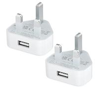 USB Plug UK,USB Charger Plugs Adaptor UK 5W Phone Plugs with USB Port Compact Mains Charge Head with Smart IC 5V 1AMP Charging Compatible with iPhone 13 12 11 SE XS XR X 8 7 6 5,iPad,Watch,2Pack