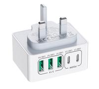 USB Plug, USB C Charger Plug UK, 50W 5Port Multi Charger for iPhone 17 16 Pro Max 15 14 13 12 11 SE XS XR Plus Series, iPad, Samsung Galaxy, Dual Port USBC Power Adaptor Type C Wall Plug
