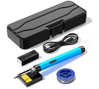 USB Portable Intelligent Electric Soldering Iron Multifunctional Soldering Welding Pen with 300-400℃ Temperature Adjustment Function for Soldering Repairing and Maintenance Use (Silver) (Silver)