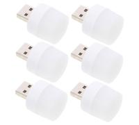 USB Portable LED Night Light 6pcs Plastic White Bright Illumination