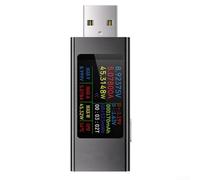 USB Power Meter, DC Voltmeter Ammeter, 1.06 Inch IPS Screen, 0-30V 0-6.5A Range, Fast Charging Protocol Support, Charger Cable Battery Load Tester for Mobile Ph