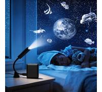 USB Power Moon Projector Night Light with Dolphins and Whales Flying Around,Angle Bendable and Image Clearness Adjustable Moon Atmosphere Projector, Christmas Birthday Gift