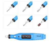 USB Power Supply Handheld Mini Electric Grinder and Rotary Tool Kit with 6 Grinding Heads for Nail Gel Removal and Engraving - Adjustable Speed 3000-20000 RPM with Anti Rolling (Navy Blue)