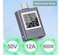 USB Power Tester Voltage Current Capacity Meter for 4.5-50V Devices with PD2.0 PD3.0 QC2.0 Charging Protocols and 360-Degree Rotat(BLACK WHITE SCREEN)