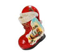 USB Powered Christmas Tabletop Decor Music Box with Illuminated Miniature Scene, Santa Boot Design, Gentle Rotation, Seasonal Accent for Indoor Spaces Lighted Christmas Music Box Santa Boot Village