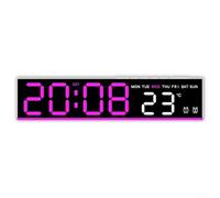 USB Powered Digital Alarm Clock with Built-in Temperature Sensor, Weekly Calendar Display, Adjustable Brightness Levels and Countdown Timer (White+Pink)