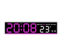 USB Powered Digital Alarm Clock with LED Display Indoor Temperature Reading Weekday Calendar and Manual Brightness Settings (White+Pink)