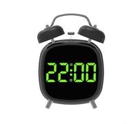 USB Powered Digital Twin Bell Alarm Clock for Convenient Placement at For Home or Office (Black G)