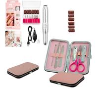 USB Powered Electric Manicure Kit & 6PCS Mini Manicure Set Bundle, 14-Piece Electric Nail Grooming Tool + Professional Pink Manicure Kit, Variable Speed, At-Home Nail Care, Travel Friendly