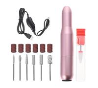 USB Powered Electric Nail Drill Machine Kit with Aluminum Alloy Handle | 20000 Revolutions Per Minute, Five Grinding Heads, USB Cable Included, Easy Bit Changes Random Color