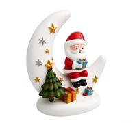 USB Powered Illuminated Moon Santa for claus Resin Ornament Lights Up | Figurine for Holiday Home Decoration Tabletop Mantel Display Festive Seasonal Decor