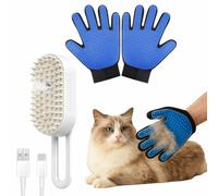 USB-Powered Pet Steam Brush for Dogs & Cats | Instant Fog Deshedding Tool, Reduces Shedding & Flyaway Hair | Gentle Grooming Brush for Dog & Cat Hair Loss Control (Beige spray cmb+gloves)
