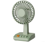 USB Powered Retro Fan For Desk Use With 5 Speed Levels 90 Degree Adjustable Base And 2000mAh Internal Rechargeable Cell(Green)