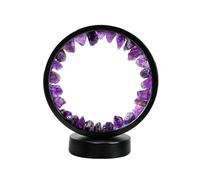 USB Powered Round Bedside Night Light Featuring Elegant Amethyst Crystal Adjustable 3 Color Temperature Settings For Creating A Perfect In Your Bedroom Bowls Decorative (Dark Purple, 22x18x10cm)