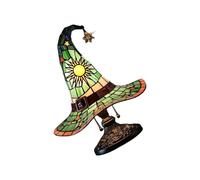 USB Powered Witch Hat LED Desk Light Creative Colorful Wizard Hat Resins Table Lamp Halloween Party Decoration Gift Handmade Wizard Nightlight