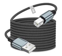 USB Printer Cable 5M, Extra Long USB A 2.0 to Type B Printer Cable Nylon Braided High Speed printer Lead Wire Scanner Cord Compatible with HP/Canon/Epson/Dell/Brother/Lexmark/Ricoh/Xerox/Samsung/Envy