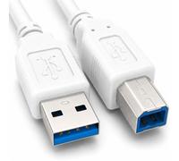 USB Printer Cable Compatible with HP DeskJet 2922, 1.5m USB A to USB B Printer Lead, White Cable with Ferrite Core for Computer and Printer Connection