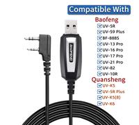 USB Programming Cable With CD for Baofeng UV-5R 82 888S UV-S9PLUS UV-13 16 17 21 Pro Quansheng UV-K5 5R Plus Walkie Talkie Radio black