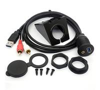 USB RCA Flush Mount Cable-1meter (USB 3.0 2RCA to USB & 3.5mm)