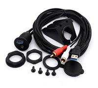 USB RCA Flush Mount Cable- 2Meter (USB 3.0 2RCA to USB & 3.5mm)