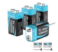 USB Rechargeable 9V Batteries, 1300mAh 9 Volt Lithium-ion Square Battery+USB-C Charging Cable+Clip Connector with Storage Box for Smoke Alarms, Student Experiment or Other Equipment (4-Pack)