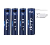 USB Rechargeable AAA Batteries Fast Charging USB-C High Power 1.6v Long Life 1600+ Cycles High Capacity 500mWh Eco-friendly ZnNi Pack of 4 + Dual-Cell USB-C Charging Cable