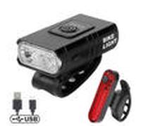 USB Rechargeable Bike Lights Set with Battery Indicator, 500 Lumen Twin T6 LED Front & COB Rear, Waterproof 5665741