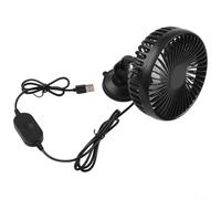 USB Rechargeable Car Fan Compatible with 12V 24V Power Sources Three Speed Control 360 Degree Rotation and Suction Cup Attachment (Black)