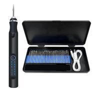 USB Rechargeable Cordless Engraving Pen with 30 Bits, 10W Electric DIY Engraving Machine Tool for Metal Wood Carving, 5000-18000 RPM Variable Speed, Silver Black