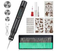 USB Rechargeable Electric Engraving Pen - Cordless Rotary Engraver with 37 Engraving Knives，Portable DIY Engraver for Engraving on Jewellery, Metal, Plastic, Stone, Wood & Glass（Black）