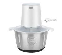 USB Rechargeable Electric Meat Grinder, 2L Large Capacity 4 Blades Meat Mincer, Full-Automatic Built-in 2000mAh Battery Food Processor, High Power Stainless Steel Vegetable Fruit Mincer (White)