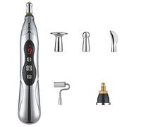 USB Rechargeable Electronic Acupuncture Pen 9 Gears Vibrating Pen for Pain Relief with 5 Massage Heads