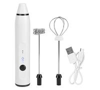 USB Rechargeable Hand-Held Electric Milk Frother Electric Whisk Mini Foamer for Coffee Latte Hot Chocolate(White)