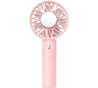 USB Rechargeable Handheld Fan with Hook, 2000mAh Portable for mini Fan, 3 Ultra-Quiet Personal Cooling for Office Study Travel, 7-Blade Turbo Airflow, White(Pink)
