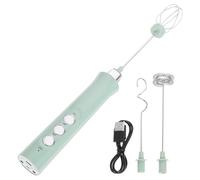 USB Rechargeable Handheld Milk Frother Mini Whisk for Coffee | Stainless Steel and ABS Build, Variable Speed 3500 to 13500, Green Finish, for Hot Chocolate and Batter