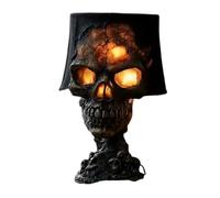 USB Rechargeable Lava Stone Skull Lamp for Halloween - Handcrafted Gothic Night Light with Flickering Flame Effect, Spooky Home Decor for Party, Garden, Horror Theme Room Decoration