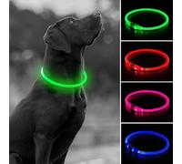 USB Rechargeable LED Dog Pet Collar Flashing Adjustable Light Up Safety Belt (Green)