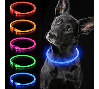 USB Rechargeable LED Dog Pet Collar Flashing Adjustable Light Up Safety Belt (Multi-Coloured)