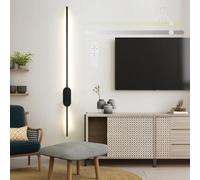 USB Rechargeable LED Wall Light with Remote Control Dimmable Indoor Long Strip Battery Powered Black Inside Wall Sconces Fixtures Modern Night Luminaire for Living Room