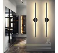 USB Rechargeable LED Wall Light with Remote Control Dimmable Indoor Long Strip Battery Powered Black Inside Wall Sconces Fixtures Modern Night Luminaire for Living Room