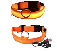 USB Rechargeable Luminous Collar Adjustable Led Glowing Dog Collar For Large Small Dogs Cat Night Light Collar Pet(Burgundy,XL Neck 42-56 cm)