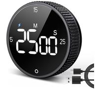 USB Rechargeable Magnetic Kitchen Timer for Cooking, Building 800mAh Battery Large Display Digital Countdown Countup Timer, 3 Preset 5/15/25 Mins Loud Alarm for Kitchen Classroom Grilling Studying