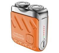 Usb Rechargeable Mini Electric Shaver, Dual Head Waterproof For Men, Zinc Alloy, Fast Type-C Charge, Led Battery Display