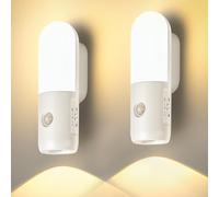 USB Rechargeable Motion Sensor Night Light Indoor - Battery Operated Pir Light with 3 Color Temperature & Dimmable, Magnetic Night Lights Stick on Wall for Stair Bathroom Hallway Toilet (2 Pack)