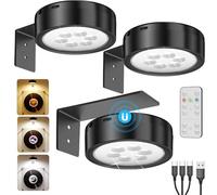 USB Rechargeable Picture Lights for Wall, Black 2600mAh Battery Operated Led Art Lights for Paintings Wireless Picture Frame Lighting Stick On Display Cabinet Light Remote Magnetic Puck Light Poster