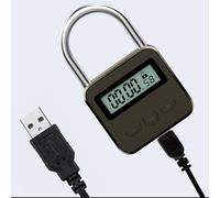 USB Rechargeable Timer Padlock with LCD Display, Waterproof Metal Lock for Automatic, Portable Digital Security Lock