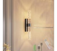USB Rechargeable Wall Lamp with Remote Control, Dimmable Wireless LED Sconce, Modern Indoor Acrylic and Glass Design for Bedroom and Corridor, 3000-6500K