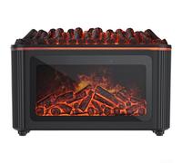 USB Retro Fireplace Aroma Diffuser with Simulation Flame LED Light - Quiet Electric Scented Oil Diffuser for Home Bedroom Office Ambiance - 14cm White(Black)