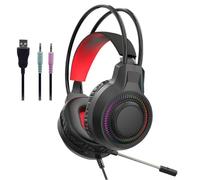 USB RGBs Illuminateds Gaming Headsets With Deeply Bass And Noise Canceling Microphones For PC Computer Soft Memory Foam Ear Pad Adjustable Suspension Headband Closed Back Bass Rgbs Headphones